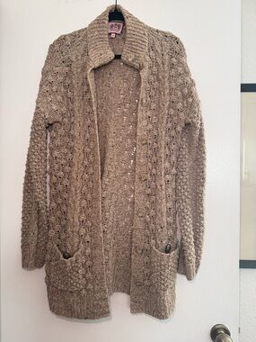 Juicy Couture Cable Knit Button-Front Long Cardigan